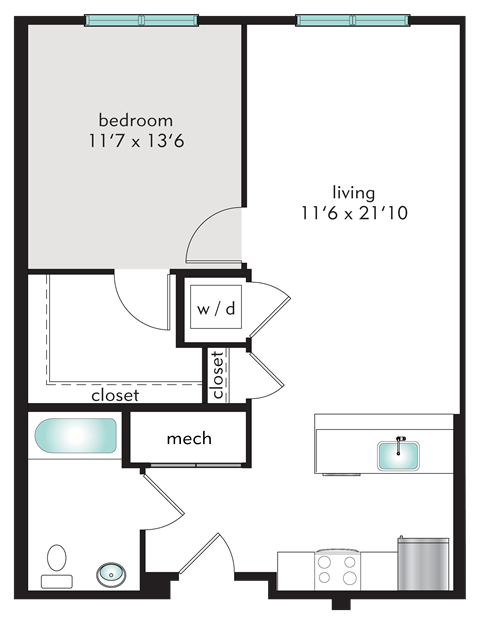 1B Floor Plan at The Tannery, Glastonbury, Connecticut